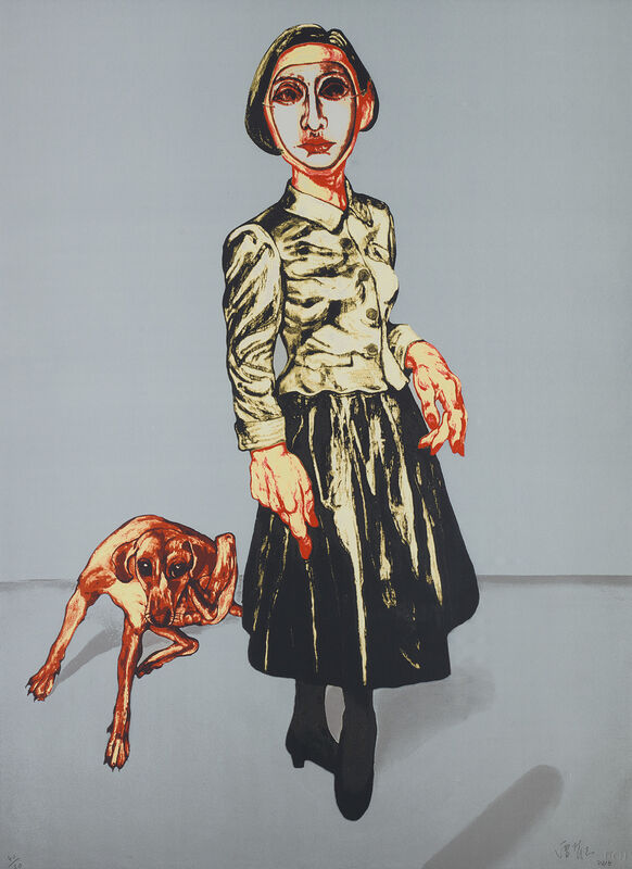 Zeng Fanzhi 曾梵志, ‘Woman and Dog, from Mask Series’, 2006, Print, Lithograph in colours, on BFK Rives paper, the full sheet., Phillips