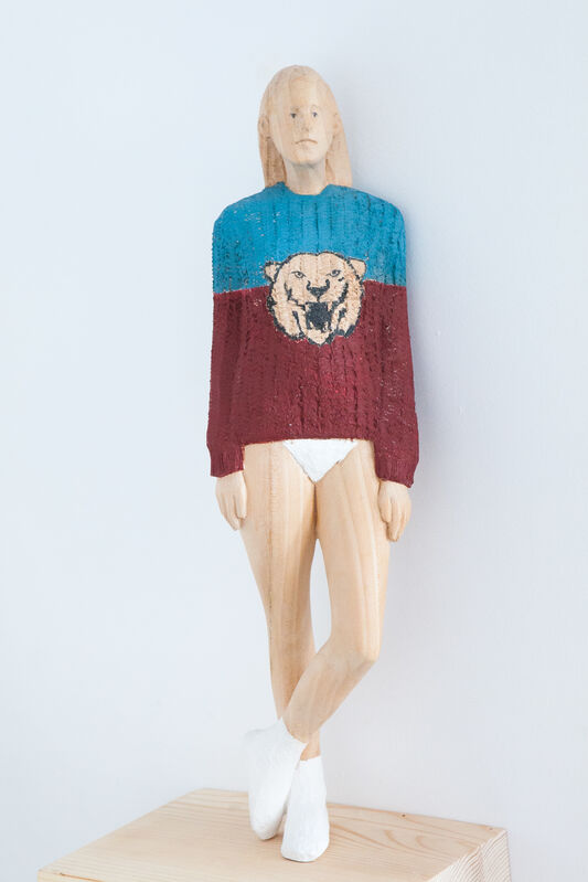 Antonio Samo, ‘Girl with lion’, 2015, Sculpture, Linden and fir wood, SET ESPAI D'ART