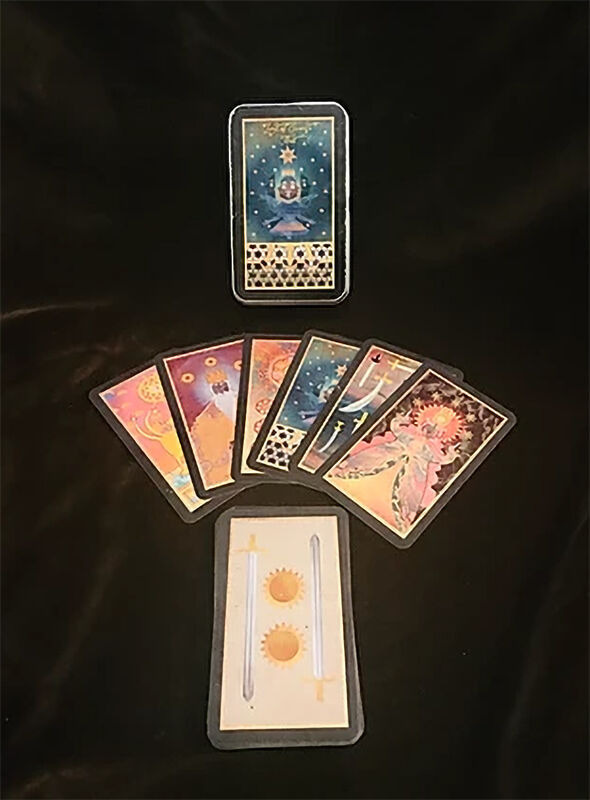 Deming King Harriman, ‘Land of Swords Tarot Deck’, 2019, Other, Prints on glossy card stock (27 cards) with folded reference insert on glossy paper in tin box, Deep Space Gallery