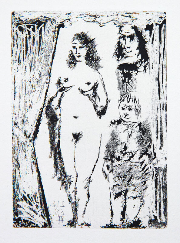Pablo Picasso, ‘Couple et Petit Valet Encadrés par une Portière’, 1968, Print, Etching and aquatint, Goldmark Gallery