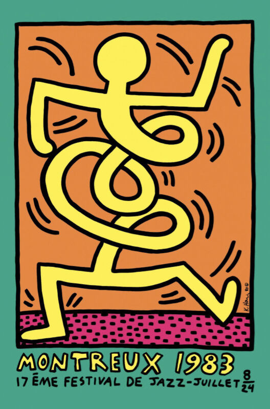 Keith Haring, ‘Montreux Jazz Festival (green)’, 1983, Print, Lithograph in colors with text, michael lisi / contemporary art