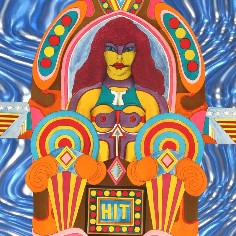 Richard Lindner, ‘Hit (on Blue Rowlux)’, 1971, Print, Lithograph and Collage on Blue Rowlux, RoGallery
