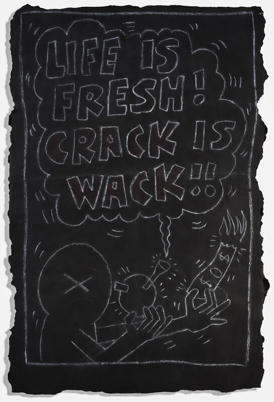 Keith Haring, ‘Life Is Fresh’, Drawing, Collage or other Work on Paper, White chalk on black paper, Tate Ward Auctions
