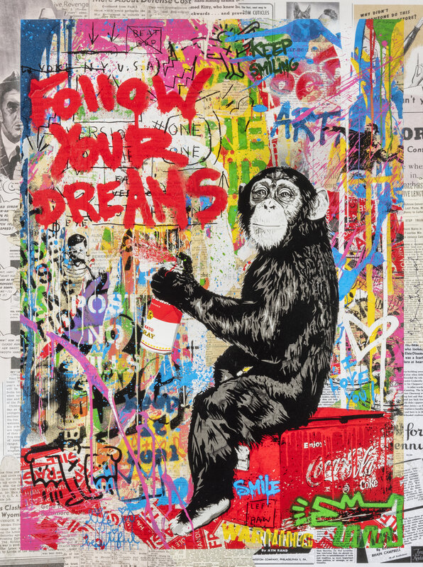Mr. Brainwash, ‘Iconic (Follow Your Dreams)’, 2020, Mixed Media, Unique acrylic, spray paint and mixed media on card, Tate Ward Auctions