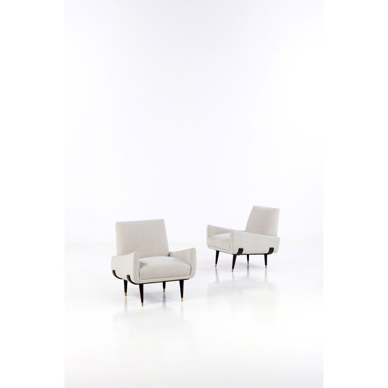 Jorge Zalszupin, ‘Pair of armchairs’, circa 1950, Design/Decorative Art, Bois, laiton et tissu, PIASA