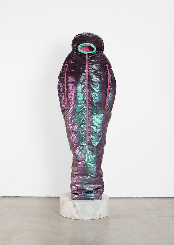 Adam Parker Smith, ‘Sarcophagus (Arctic Fire to Dark Royal)’, 2021, Sculpture, Resin, catalyzed urethane, steel, fiberglass, sleeping bag, marble base, The Watermill Center
