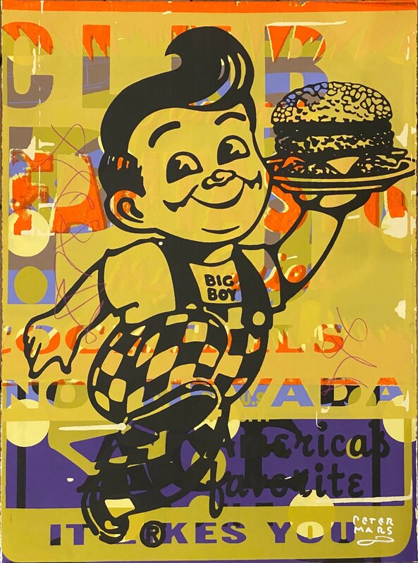 Peter Mars, ‘Big Boy - Serving Charm ’, 2014, Drawing, Collage or other Work on Paper, Original hand-pulled mixed media silkscreen on archival paper., Off The Wall Gallery