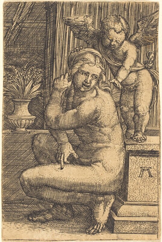 Albrecht Altdorfer, ‘Crouching Venus’, ca. 1525/1530, Print, Engraving, National Gallery of Art, Washington, D.C.