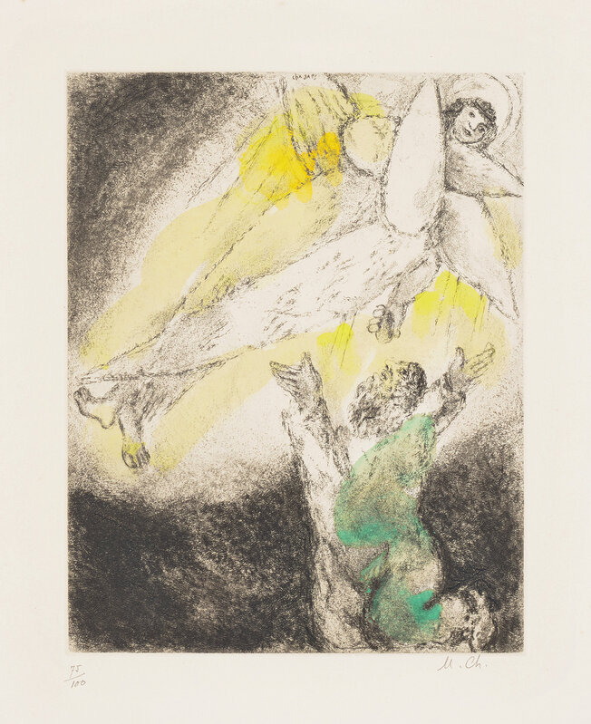 Marc Chagall, ‘Vision d’Esaïe (Isaiah's Vision), plate 91 from La Bible’, 1931-39, Print, Etching and aquatint with hand-colouring in watercolour, on Arches paper, with full margins., Phillips
