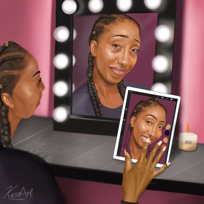 Kirsty Latoya, ‘Painting a smile’, 2019, Mixed Media, Digital art on canvas, Ruth Borchard Collection