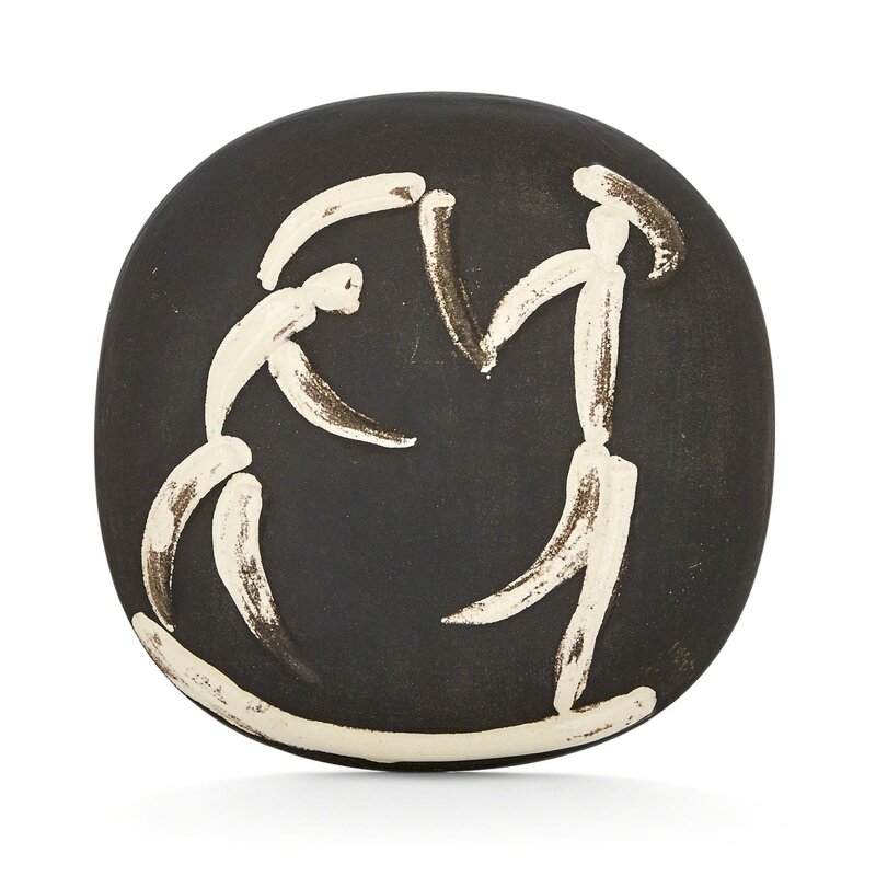 Pablo Picasso, ‘Danseurs (A.R. 388)’, 1956, Design/Decorative Art, Painted and partially glazed white ceramic plaque, Doyle
