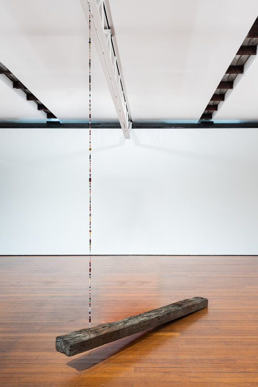Jim Lambie, ‘Sleeper (Wild Is The Wind)’, 2019, Installation, Hardwood railway sleeper, vintage beads, metal cable, Roslyn Oxley9 Gallery