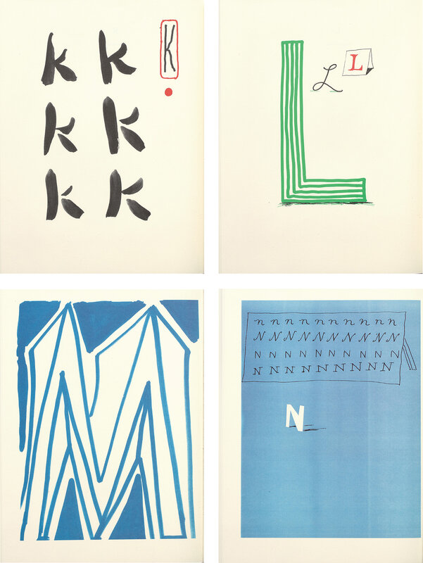 David Hockney, ‘Hockney's Alphabet’, 1991, Books and Portfolios, The complete book including 26 lithographs in colours, on Exhibition Fine Art Cartridge paper, with full margins, with full text and title page, the sheets bound (as issued) in library yellow buckram, housed in the original grey slip case., Phillips