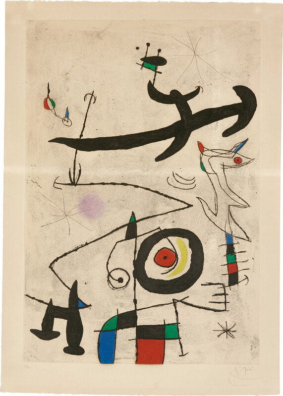 Joan Miró, ‘Village d'oiseaux (Bird Village) (D. 526)’, 1969, Etching and aquatint with carborundum in colors, on Arches paper, with full margins., Phillips