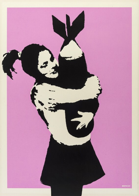 Banksy, ‘Bomb Love (Bomb Hugger)’, 2003, Print, Screenprint in pink and black, Forum Auctions