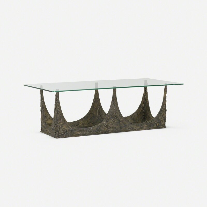 Paul Evans (1931-1987), ‘Sculpted Bronze coffee table’, 1969, Design/Decorative Art, Bronzed resin over steel, glass, Rago/Wright/LAMA/Toomey & Co.
