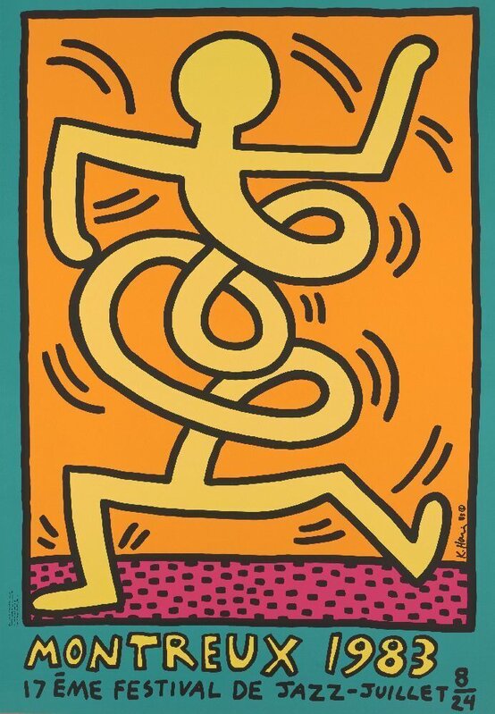 Keith Haring, ‘Montreux Jazz Festival Poster (Pink, Yellow, Green)’, 1983, Print, Three screenprints in colours on smooth wove, Roseberys