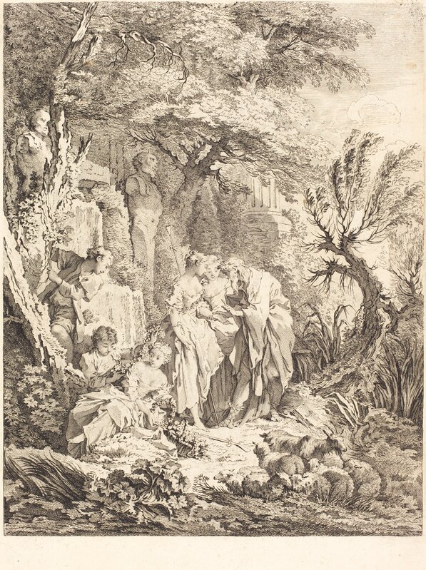 Pierre-Alexandre Aveline after François Boucher, ‘La Bonne Aventure’, 1738, Print, Etching on laid paper (proof), National Gallery of Art, Washington, D.C.