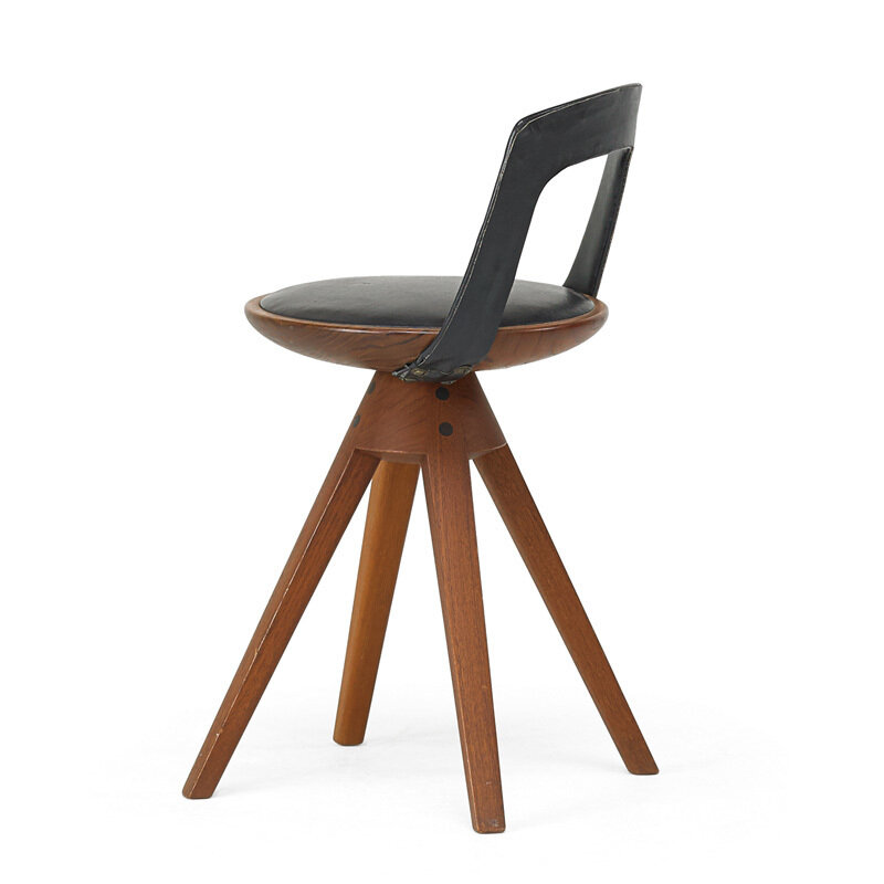 Edvard Kindt-Larsen, ‘Swivel stool, Denmark’, 1950s, Design/Decorative Art, Teak, brass, vinyl, Rago/Wright/LAMA/Toomey & Co.