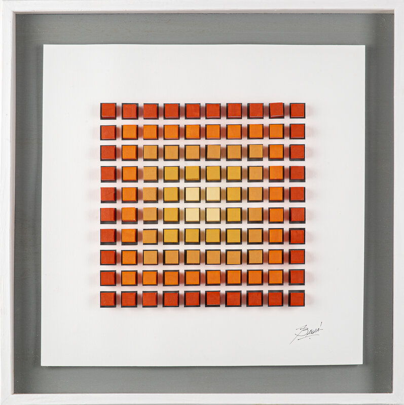 Julio Bauzá, ‘Naranjas’, 2019, Painting, Wood and acrylic. 100 wooden cubes of 2 x 2 cm, Galería de arte Luisa Pita