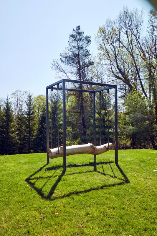 Virginia Overton, ‘Untitled (Suspended log)’, 2016, Installation, White pine, steel, The Aldrich Contemporary Art Museum