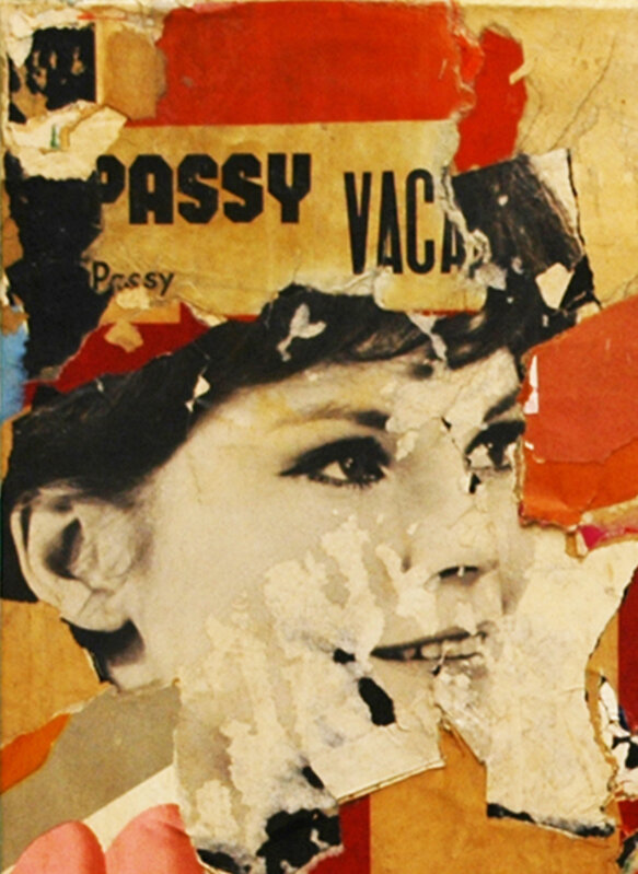 Pierre-Francois Grimaldi, ‘Passy’, 2021, Drawing, Collage or other Work on Paper, Collage with original add paper from parisian metro on canvas, Galerie Art Jingle