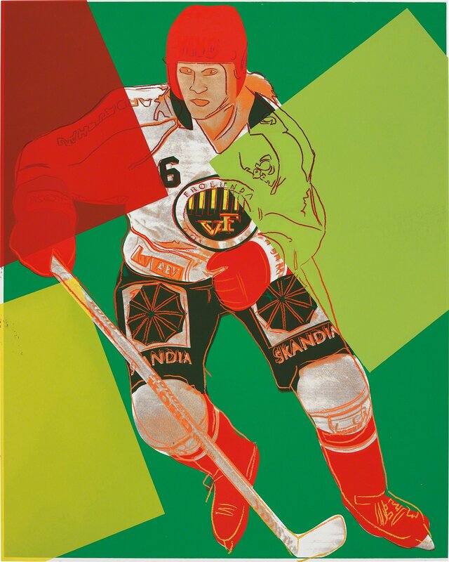 Andy Warhol, ‘Frolunda Hockey Player’, 1986, Print, Unique screenprint in colors, on Lenox Museum Board, the full sheet., Phillips