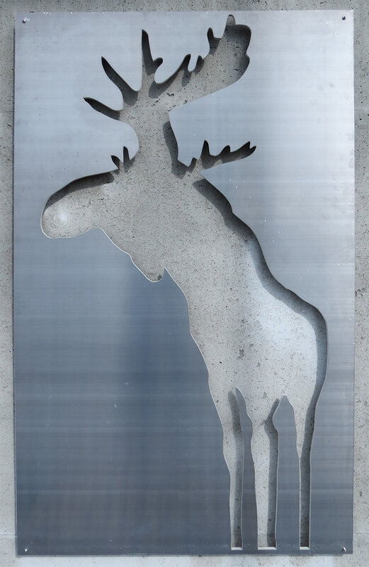 Charles Pachter, ‘Moose Relief II - large, animal, silhouette, brushed aluminum wall sculpture’, 2020, Sculpture, Water Jet Cut Aluminum, Oeno Gallery