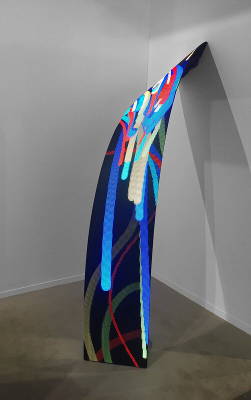 Daniel Canogar, ‘Surge II’, 2018, Sculpture, Flexible LED screen, computer, custom software, internet connection, metal frame, bitforms gallery