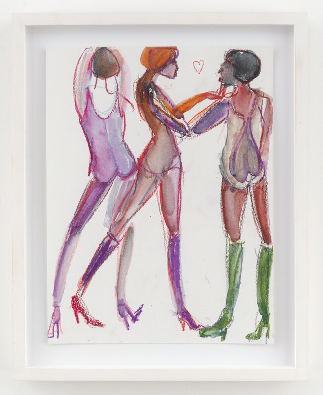 Susan Cianciolo, ‘Three Nudes in Heels’, 2016, Drawing, Collage or other Work on Paper, Watercolor and pastel on paper, Independent Curators International (ICI) Benefit Auction