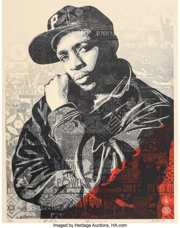Shepard Fairey, ‘Chuck D Black Steel Screenprint (Red)’, 2018, Print, Screenprint in colors on cream speckled paper, Heritage Auctions