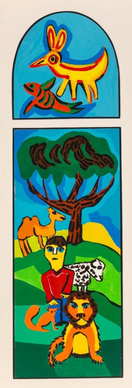 Karel Appel, ‘David the Shepherd, David the Psalmist, David the Warrior, David the Anointed King (studies for stained glass windows, Temple Sholom, Chicago, Illinois), 4 works’, 1982, Painting, Gouache on paper, Heritage Auctions