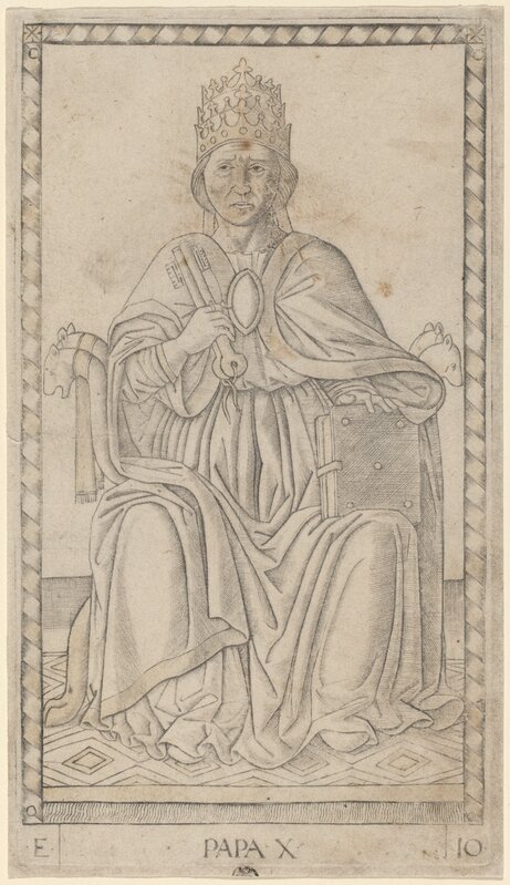 Master of the E-Series Tarocchi, ‘Papa (Pope)’, ca. 1465, Print, Engraving with traces of gilding, National Gallery of Art, Washington, D.C.