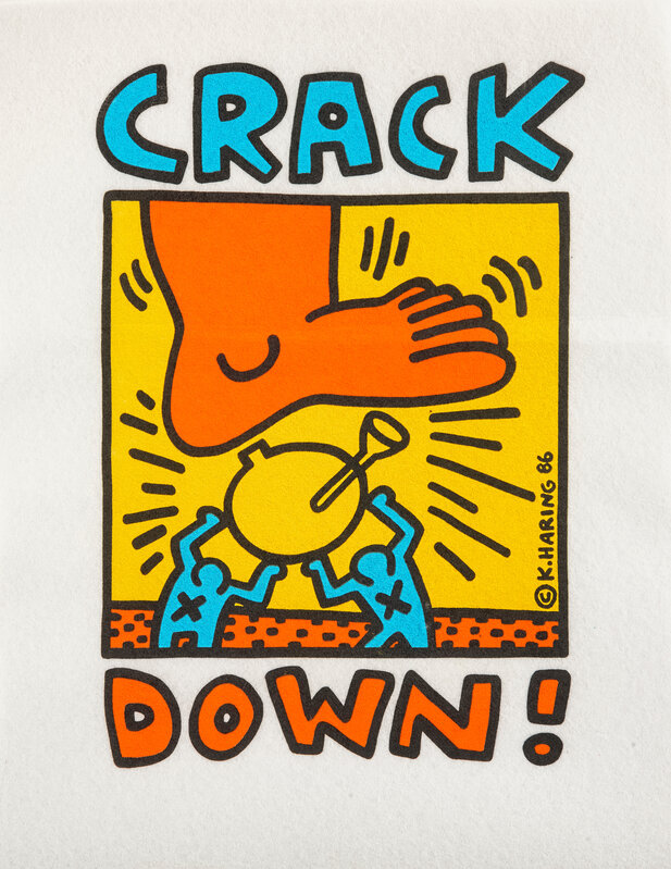 Keith Haring, ‘Crack Down! (Fabric)’, 1986, Print, Print in colours on fabric, Tate Ward Auctions