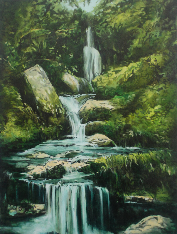 Annette Pugh, ‘Moorland Waterfall ’, 2019, Painting, Acrylic & oil on canvas, Colley Ison Gallery
