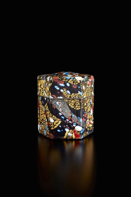 Kyohei Fujita, ‘Kazaribako (ornamented box), "Red and White Plum Blossoms"’, ca. 1995, Design/Decorative Art, Blown glass with gold and silver leaf, silver-plated metal, Phillips