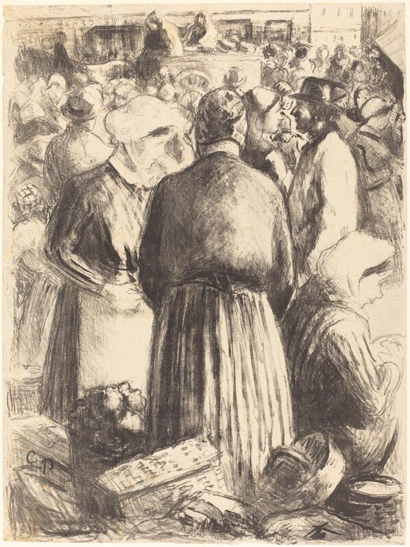 Camille Pissarro, ‘Market at Pontoise (Marche a Pontoise)’, ca. 1895, Print, Lithograph (zinc), National Gallery of Art, Washington, D.C.