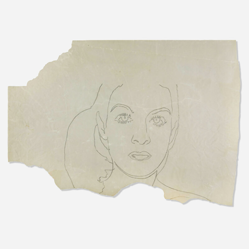 Andy Warhol, ‘Paloma Picasso’, 1975, Drawing, Collage or other Work on Paper, Graphite on vellum, Artsy x Rago/Wright