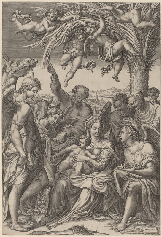 Giorgio Ghisi after Giulio Campi, ‘The Rest on the Flight into Egypt’, 1578, Print, Engraving on laid paper, National Gallery of Art, Washington, D.C.