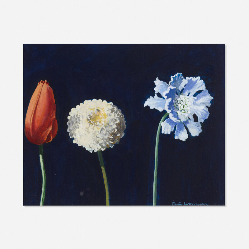 Paul Wonner, ‘Three Flowers’, 1987-88, Painting, Acrylic on paper, Rago/Wright/LAMA/Toomey & Co.