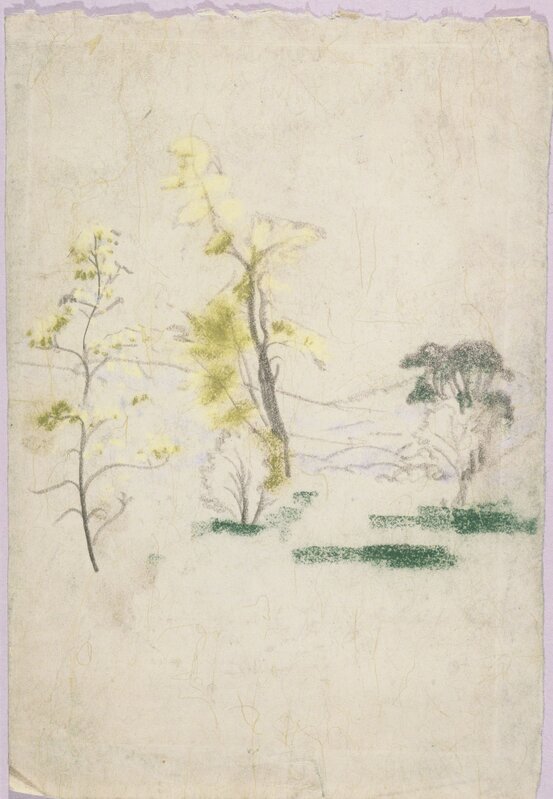 Arthur Bowen Davies, ‘Landscape with three single trees from A.B. Davies book’, Date unknown, Drawing, Collage or other Work on Paper, Pastel and chalk on paper, Phillips Collection