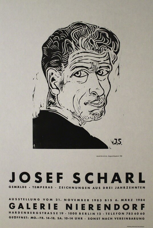 Josef Scharl, ‘Selbstbildnis’, 1935, Print, Poster with original woodcut, Sylvan Cole Gallery