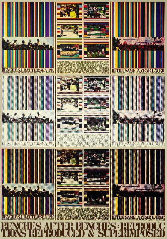 Tom Phillips, ‘Benches’, 1974, Print, Screenprint in colours, Roseberys