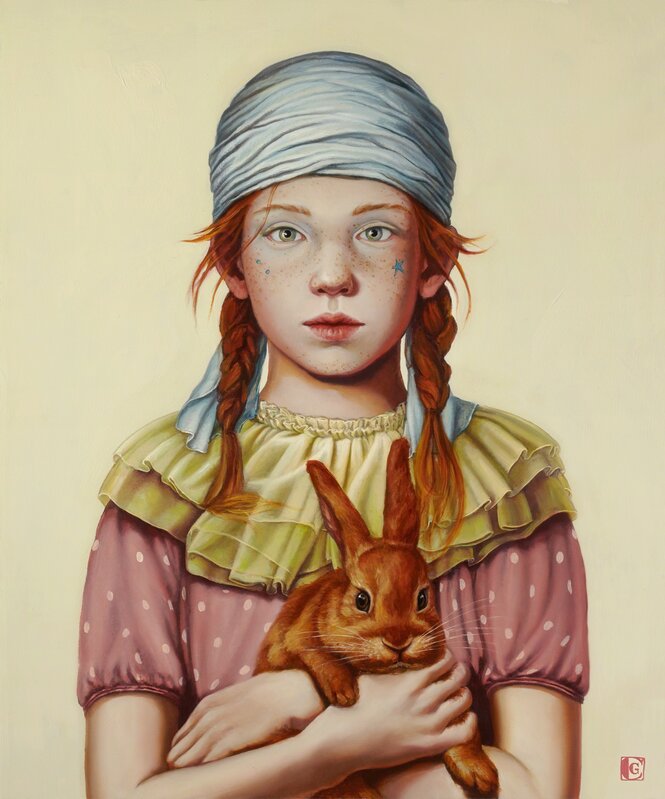 Claudia Giraudo, ‘Segui il coniglio rosso’, 2018, Painting, Oil on canvas, Galleria Punto Sull'Arte
