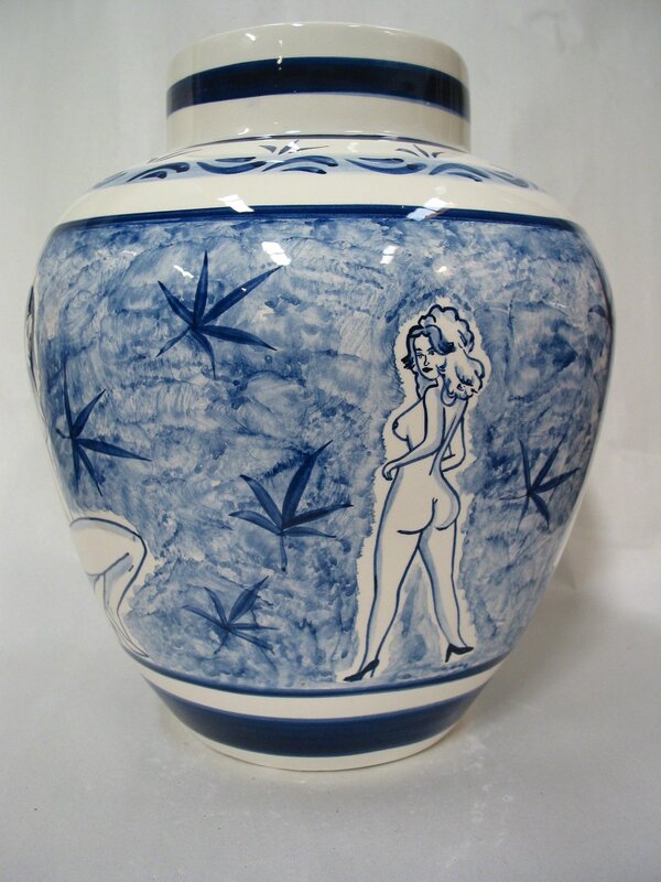 Eduardo Sarabia, ‘A thin line between love and hate 90’, 2005, Design/Decorative Art, Hand-painted ceramic vase, silkscreen box, Museum of Arts and Design