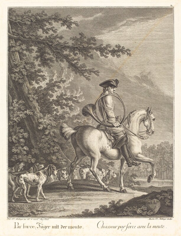 Johann Elias Ridinger, ‘Huntsman with a Pack of Hounds’, Print, Etching and engraving, National Gallery of Art, Washington, D.C.