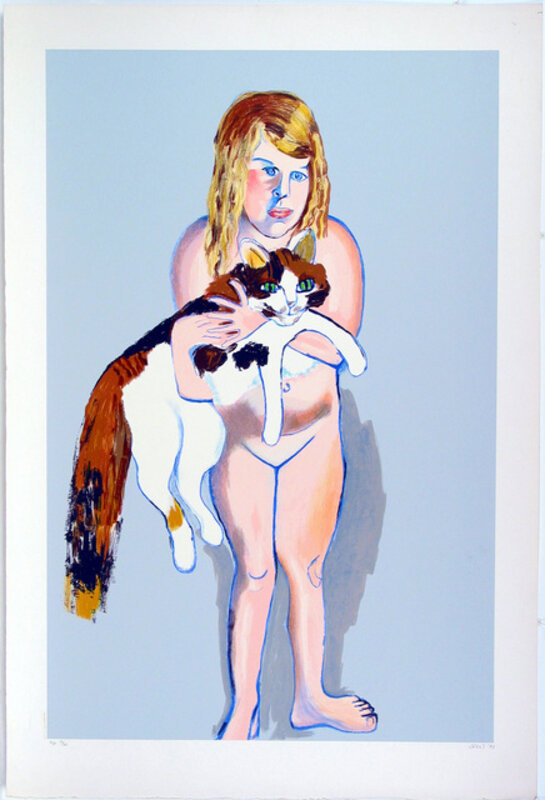 Alice Neel, ‘Victoria and The Cat’, 1981, Print, Lithograph and silkscreen, Sragow Gallery