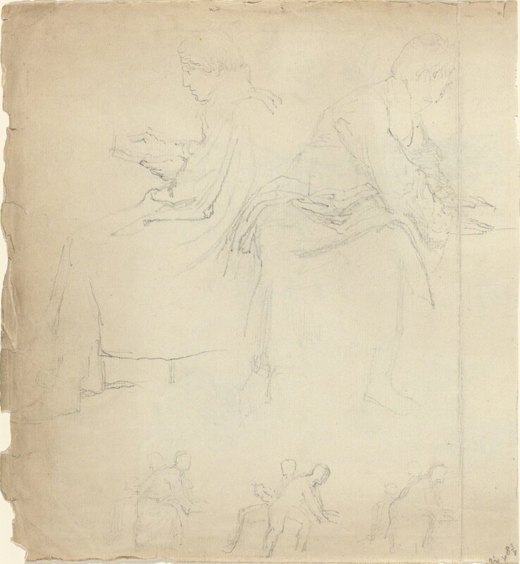 John Flaxman, ‘Sheet of Studies [recto and verso]’, in or after 1811, Drawing, Collage or other Work on Paper, Graphite; verso: graphite and pen and ink over graphite, National Gallery of Art, Washington, D.C.