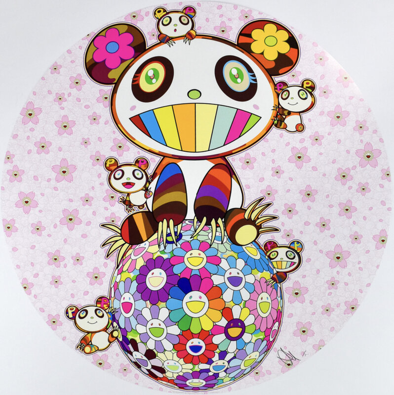 Takashi Murakami, ‘Sakura & panda’, 2020, Print, Offset print with silver and high gloss varnishing, Pinto Gallery