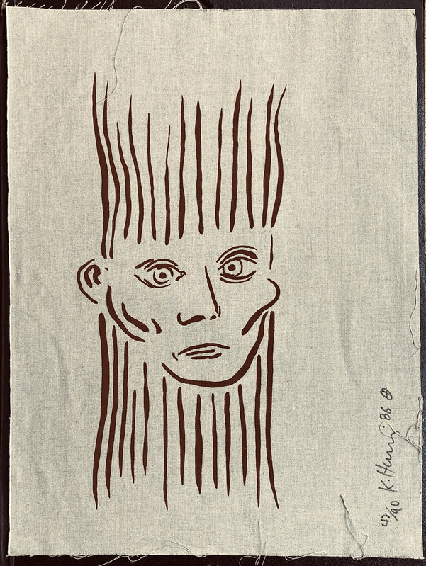 Keith Haring, ‘Portrait of Joseph Beuys ’, 1986, Print, Original screen print on natural canvas, Fairhead Fine Art Limited